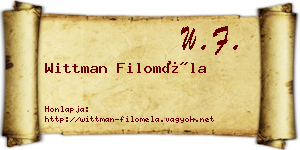 Wittman Filoméla névjegykártya